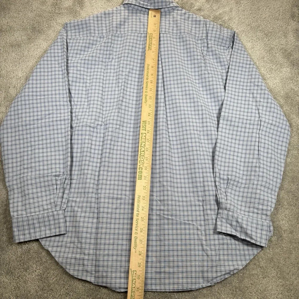 Vintage Polo Ralph Lauren Shirt Mens XL Light Blue Plaid Long Sleeve Logo 90s